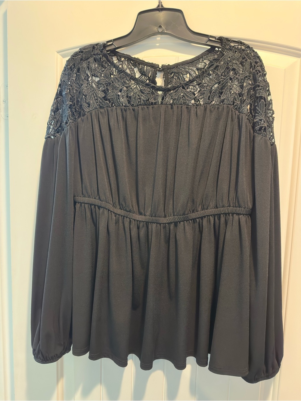 Torrid Black Crochet Yoke Long Sleeve Tunic